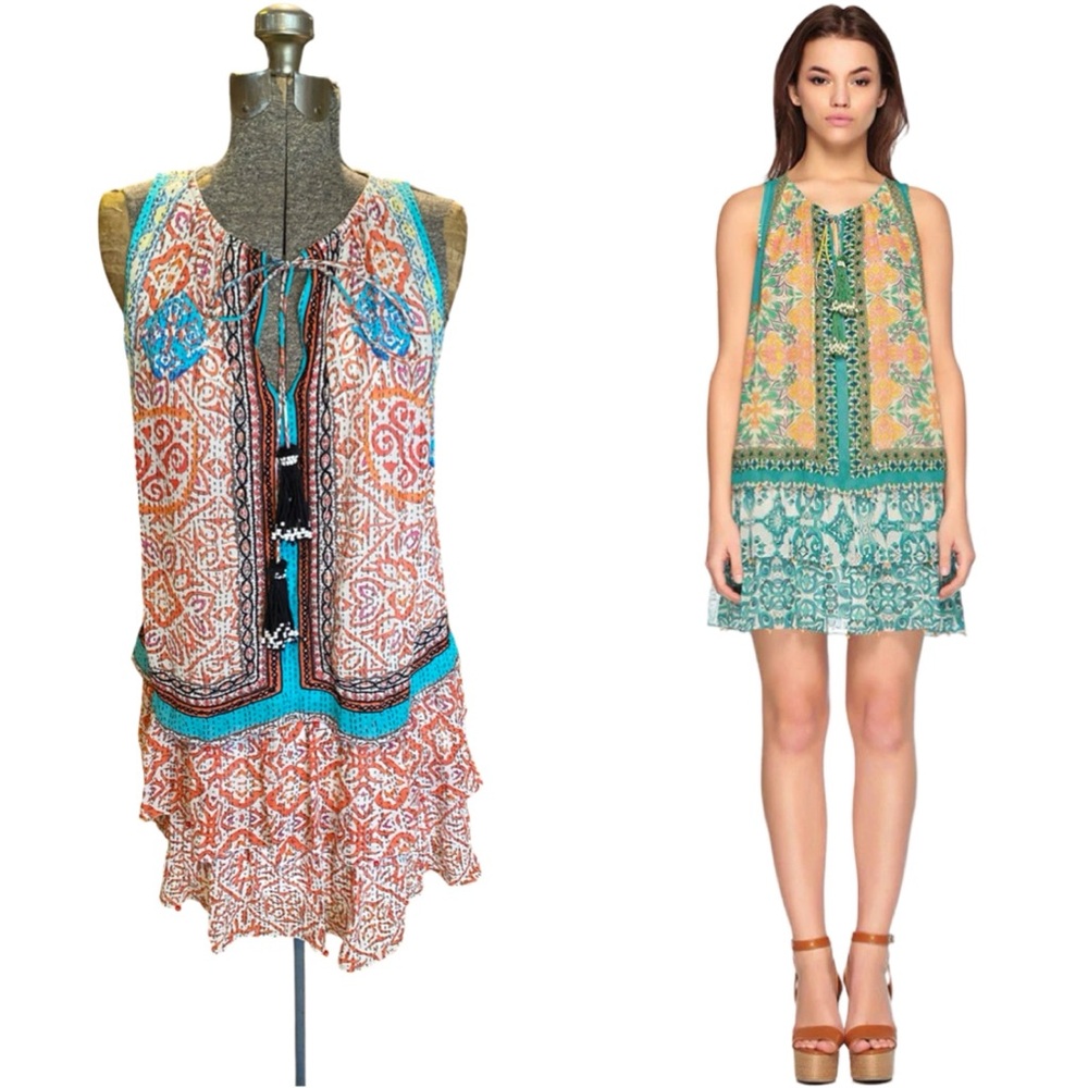 Hemant & Nandita tiered s/l mini dress. EUC
